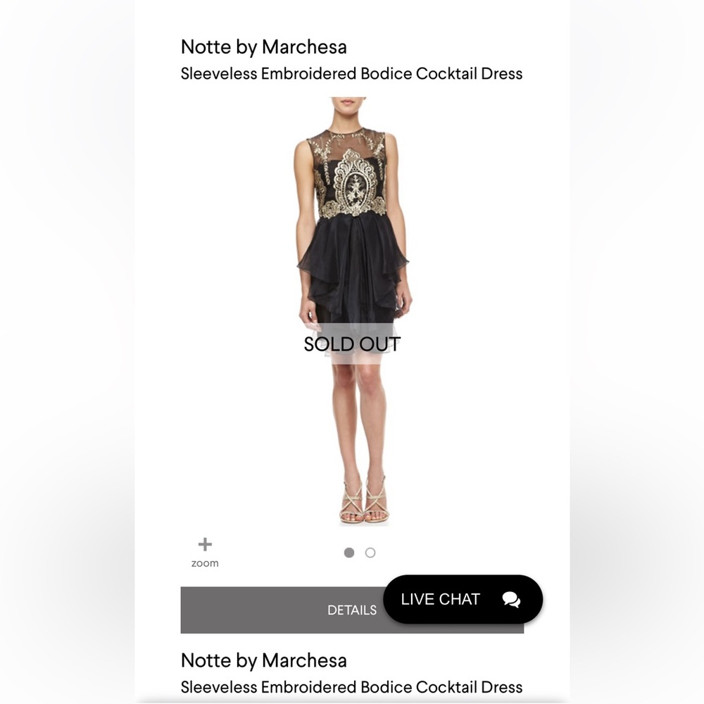 Marchesa Notte Size 8 Black and Gold Cocktail Dress - Picture 2 of 8